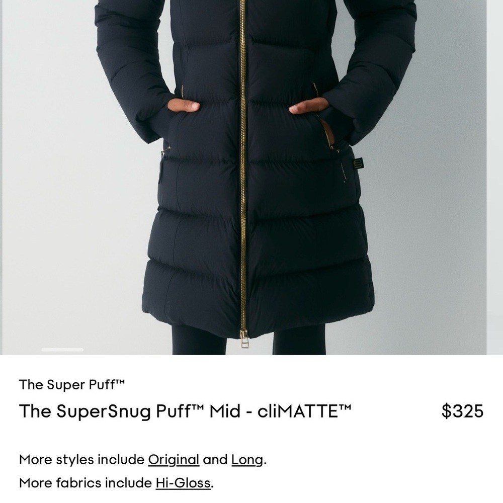 Women's Black Long Puffer Coat with Hood - Picture 5 of 8